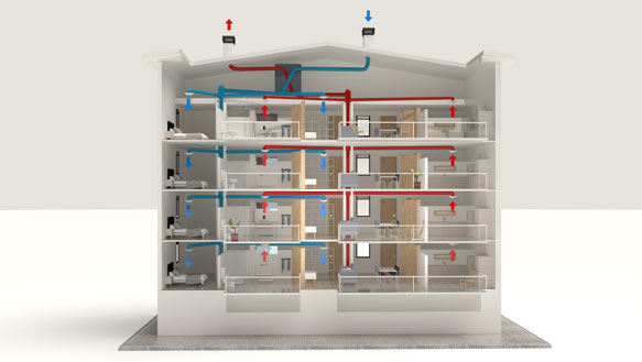 ventilación forzada en edificios con recuperador de calor